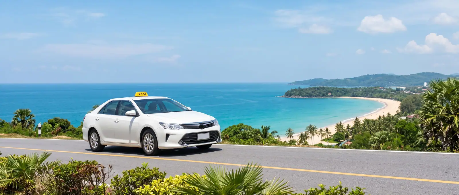 Taxi on the coast road above Kata and Karon bays, Phuket